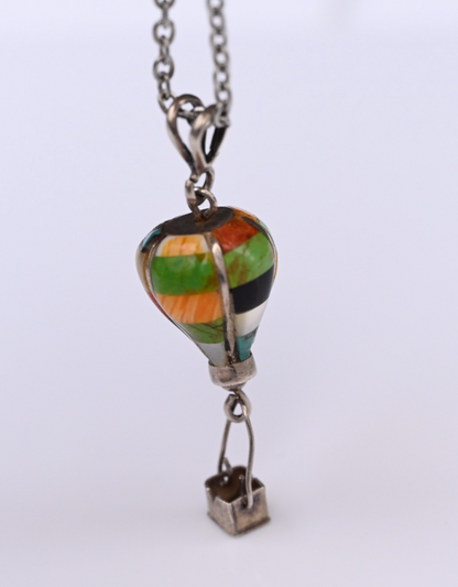 Vintage Native American Zuni Navajo Sterling Silver Hot Air Balloon Pendant5