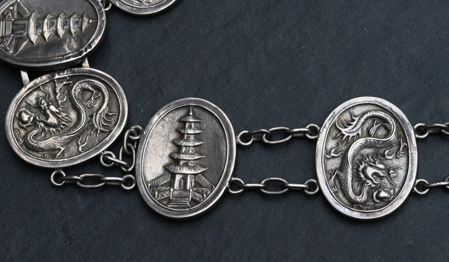 High Quality Antique 1900s Japanese Sterling Silver Grade Storyteller Belt7