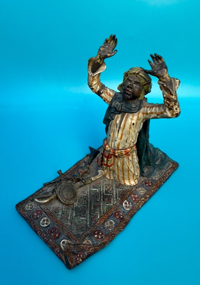 Antique Franz Bergmann Austrian Vienna Cold Painted Bronze Figure of Arab Man0