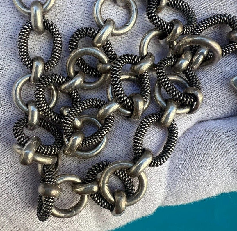 Mid Century Southwestern Sterling Silver & 18k Yellow Gold Necklace Signed11