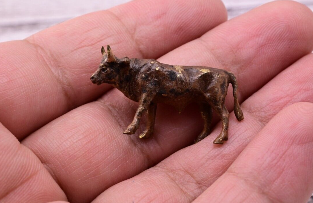 Miniature Antique Austrian Vienna Cold Painted Bronze Figure of Brown Bull4