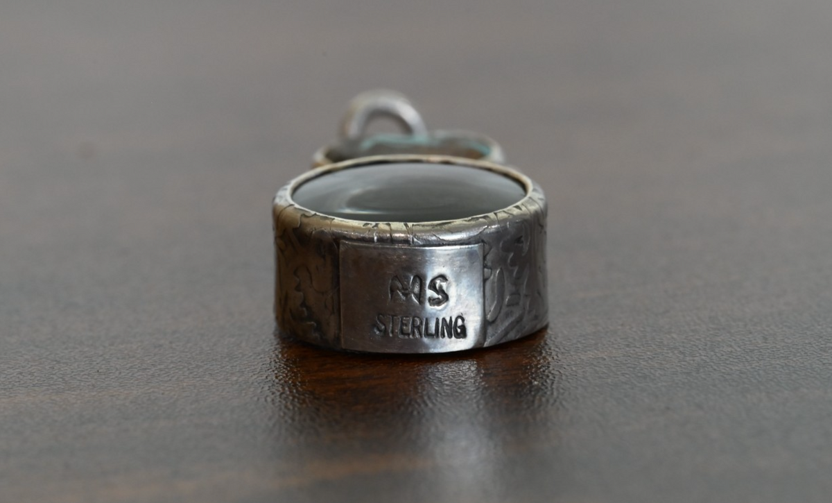 Sterling Silver Southwest Jewelers Loupe W/ Turquoise Heart Cabochon Gem3