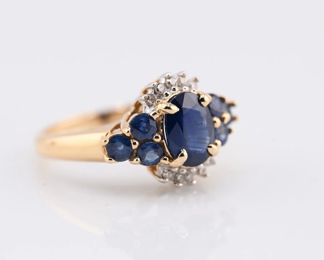 Lovely Natural Sapphire & Diamond Ring in 14K Yellow Gold5