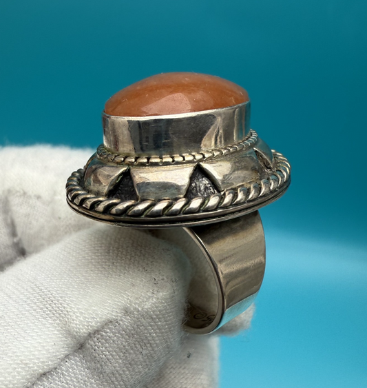 Original CAROLYN POLLACK Agate Carnelian Cabochon Sterling Silver Ring 1