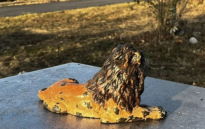 Antique Austrian Vienna Cold Painted Bronze Figure of Resting Lion3