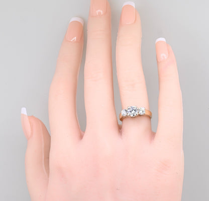 Beautiful Three stone 1.25 cttw Diamond & 14k Yellow Gold Ring IGI Certified5