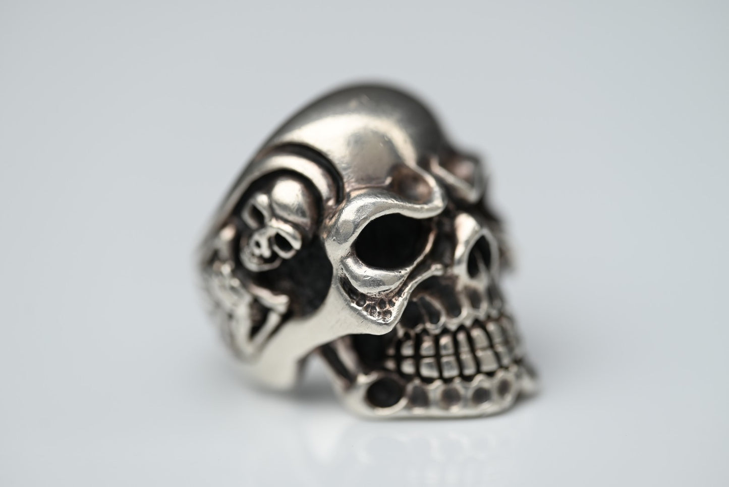 Heavy Sterling Silver Handmade Biker Skull & Skeleton Men’s Ring Size 6.55