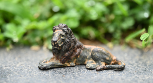Antique Austrian Vienna Cold Painted Bronze Figure of Lion0
