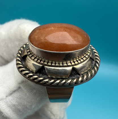 Original CAROLYN POLLACK Agate Carnelian Cabochon Sterling Silver Ring 4