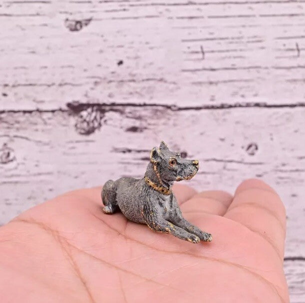Antique Austrian Vienna Cold Painted Bronze Figure of Life-like Great Dane Dog7