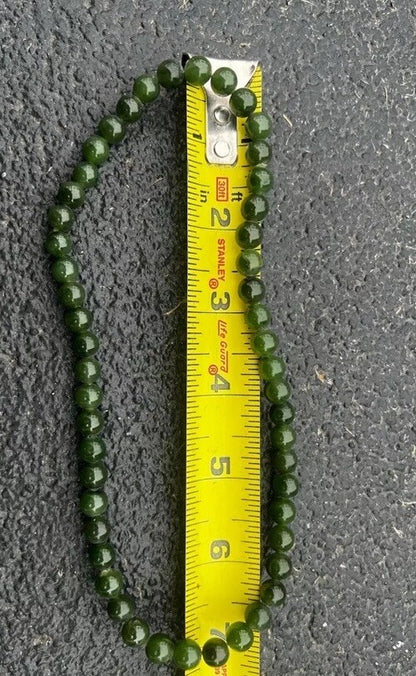 Gorgeous Antique / Vintage Spinach Natural Green Jade Beaded Necklace9