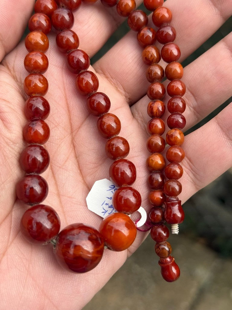 Gorgeous Dark Colored Natural Amber Necklace in Round Sphere Shape9