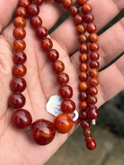 Gorgeous Dark Colored Natural Amber Necklace in Round Sphere Shape9