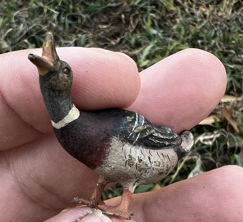 Cute Antique Austrian Vienna Cold Painted Bronze Figure of Small Mallard Duck3