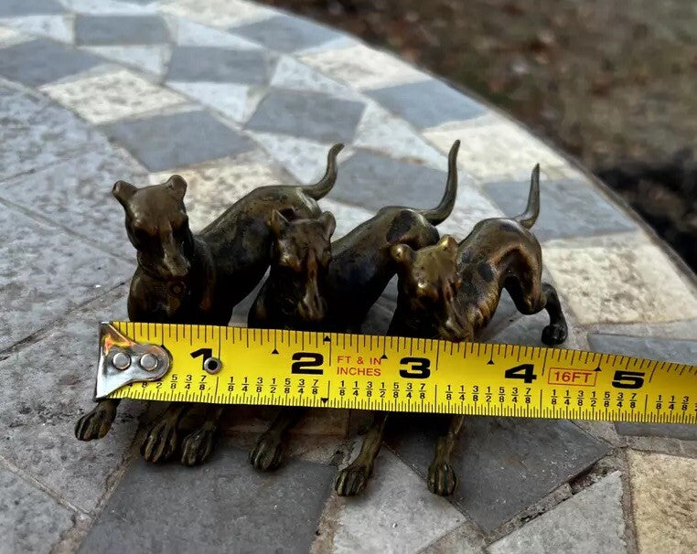 Amazing Antique Austrian Vienna Cold Painted Bronze Set of Three Greyhound Dogs13