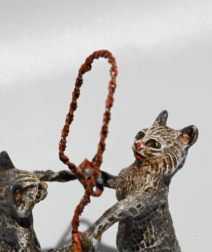 Lovely Austrian Vienna Cold Painted Bronze Figure of Two Cats Playing w/ Rope4