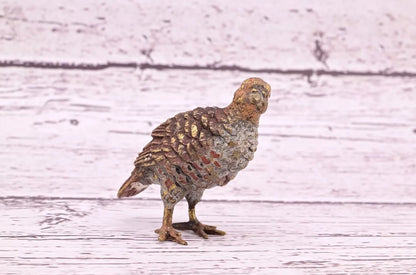 Original Early Antique Austrian Vienna Cold Painted Bronze of Partridge Bird9
