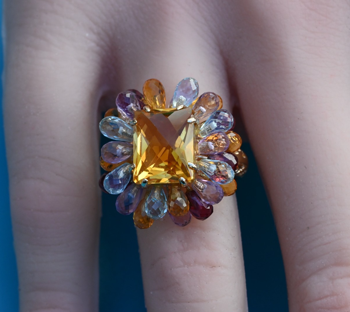 Designer VICTORIA WIECK 14K Yellow Gold & Faceted Multi Gemstone Ring2