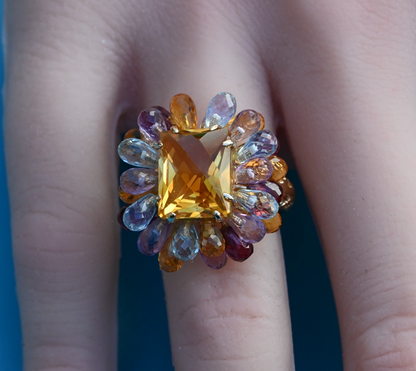 Designer VICTORIA WIECK 14K Yellow Gold & Faceted Multi Gemstone Ring2