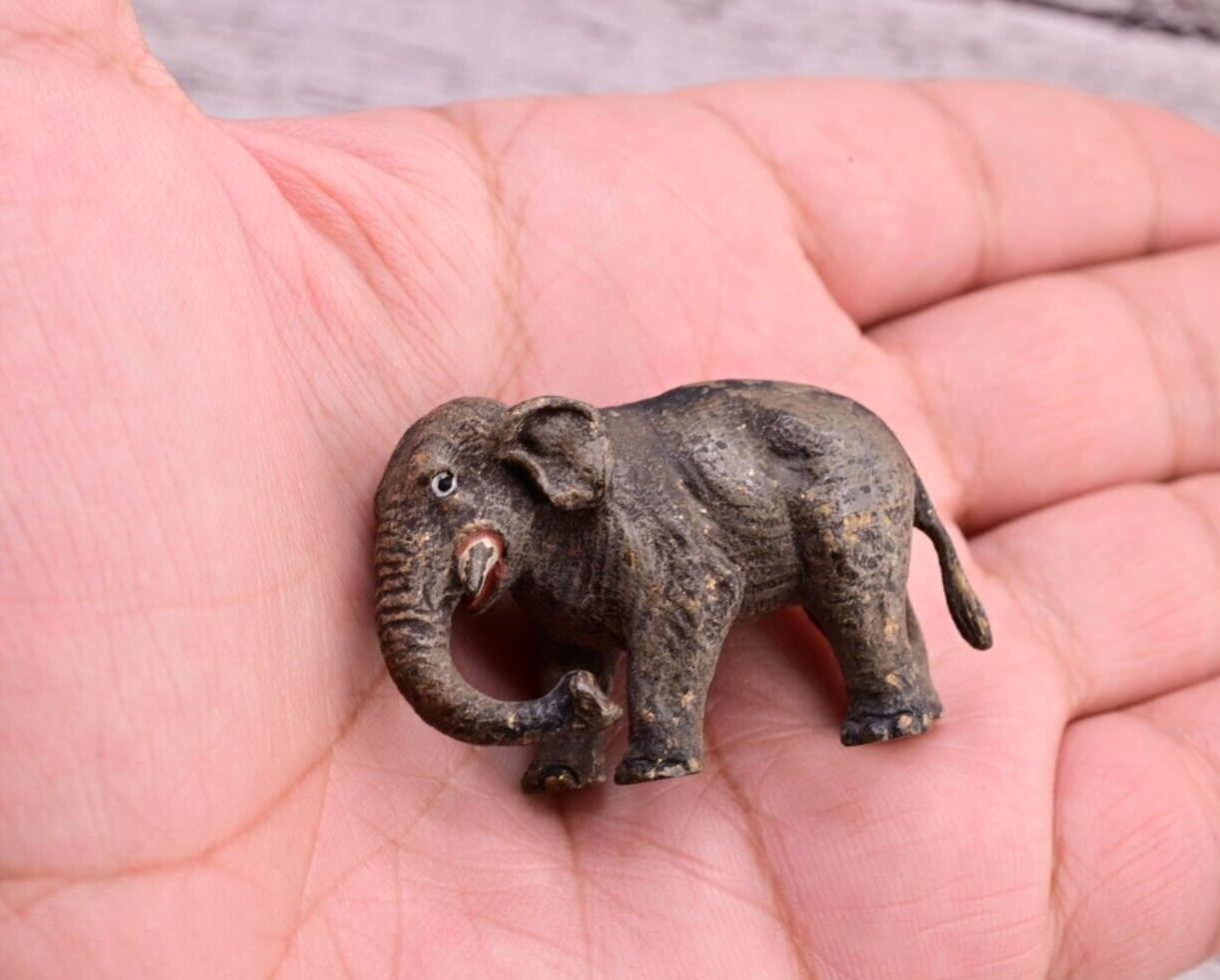 Amazing Antique Austrian Vienna Cold Painted Bronze Figure of Young Elephant10