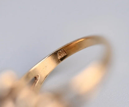 Antique Old Mine Cut Diamond Cluster 14k Yellow Gold Ring6