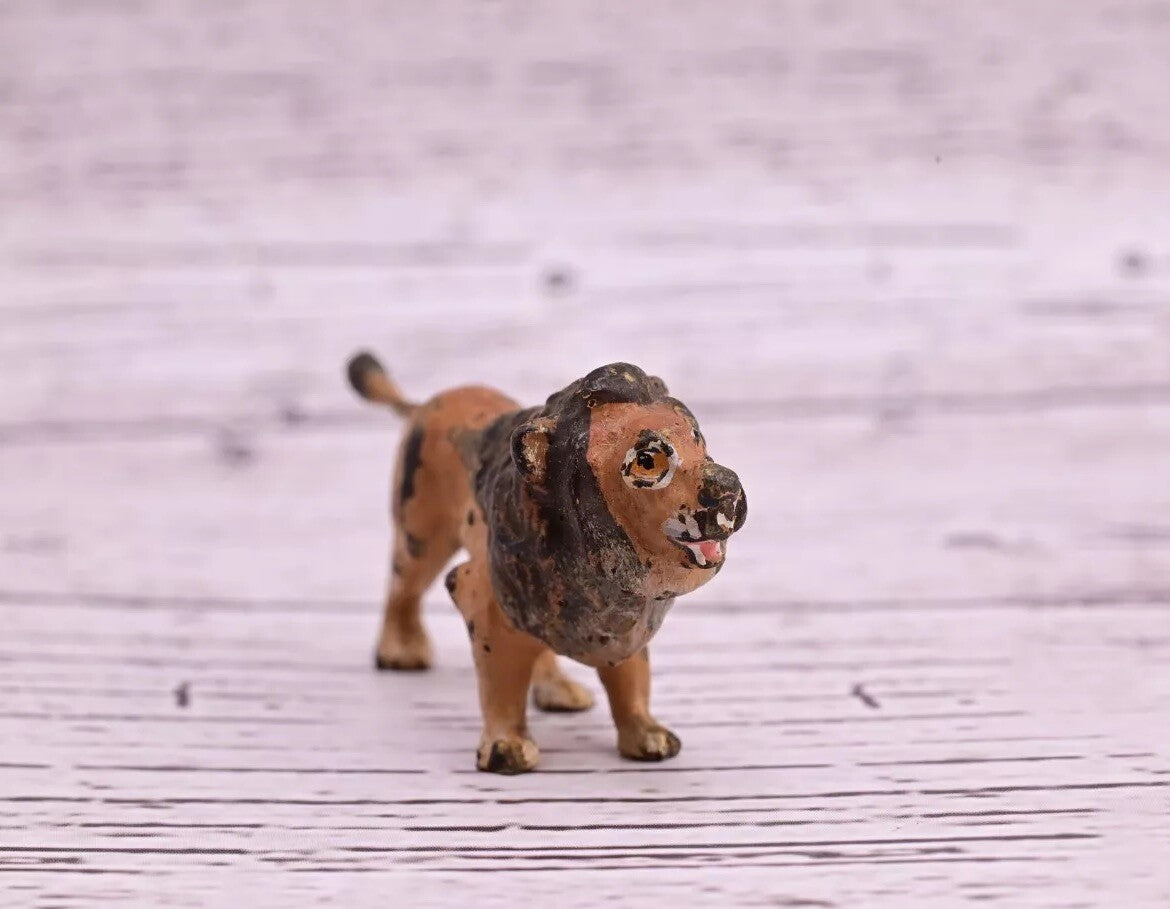 Well Detailed Antique Austrian Vienna Cold Painted Bronze Figure of Small Lion7