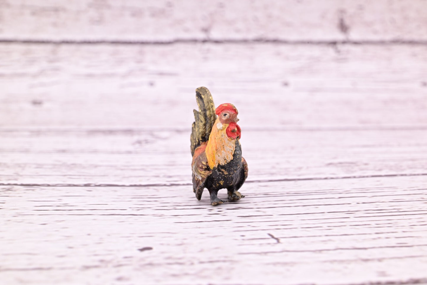 Amazing Antique Austrian Vienna Cold Painted Bronze Figure of Miniature Rooster8