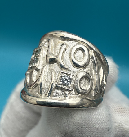 Gorgeous Abstract Vintage Sterling Silver Ring Signed SG5