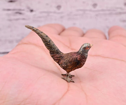 Old Antique Austrian Vienna Cold Painted Bronze Figure of Miniature Pheasant2