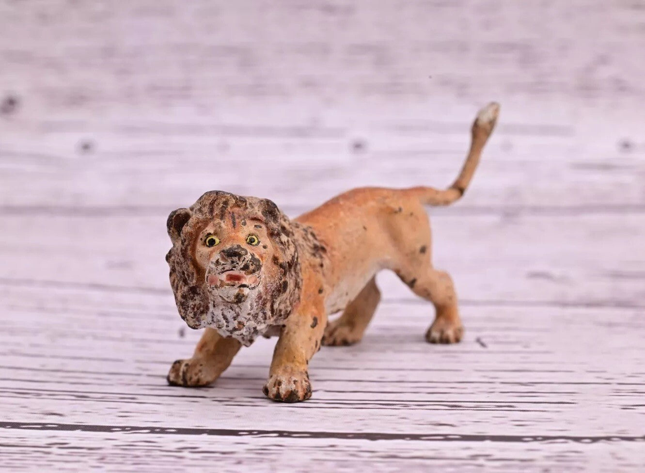Cute Tiny Antique Austrian Vienna Cold Painted Bronze Figure of Ferocious Lion5