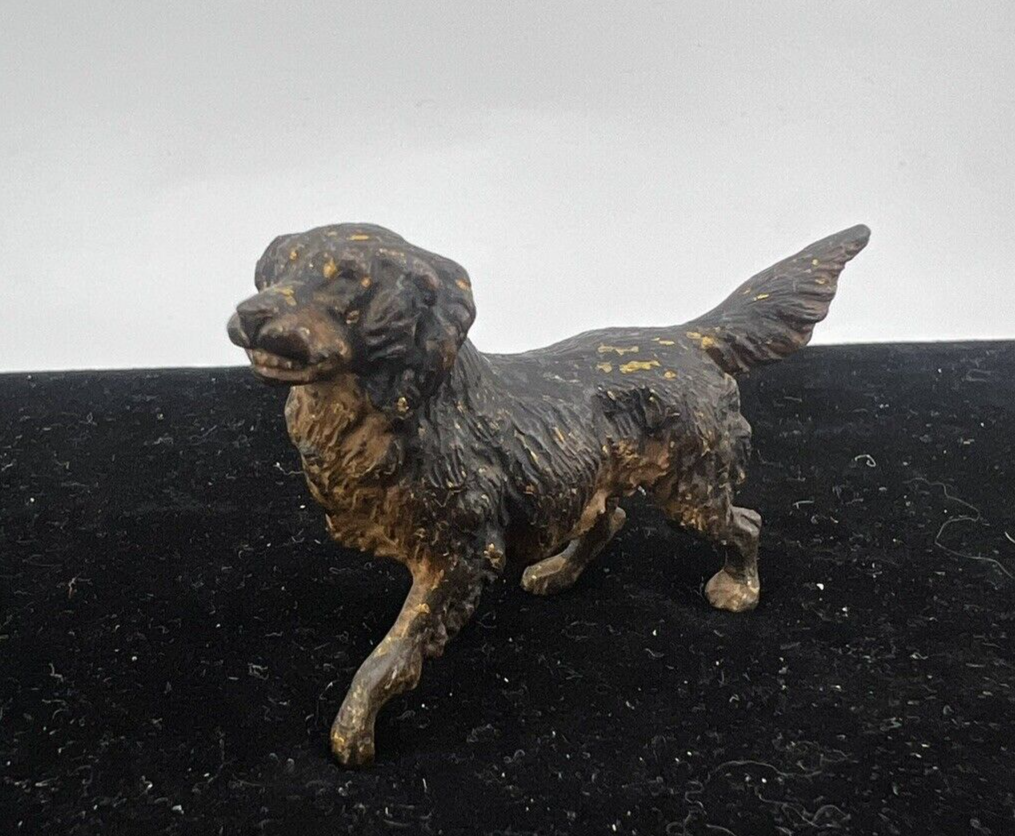 Antique Early 1900s Austrian Vienna Cold Painted Solid Bronze Black Labrador Dog1