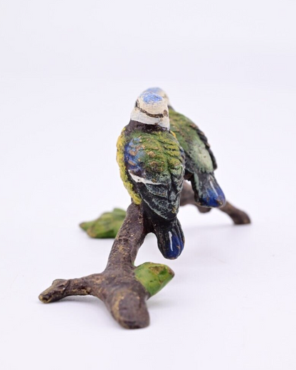 Antique Austrian Vienna Cold Painted Bronze Figure Eurasian Blue Tit Birds4