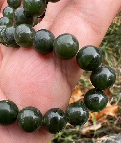 Beautiful Antique / Vintage Spinach Natural Green Jade Beaded Necklace6