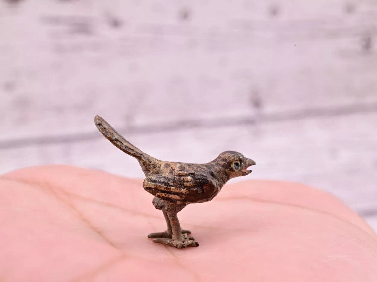 Very Old Antique Austrian Vienna Original Bronze Finish Figure of Miniature Bird5