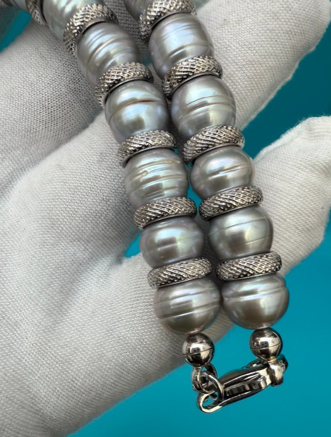 Wonderful Vintage Italian Sterling Silver & Cultured Pearl Necklace7