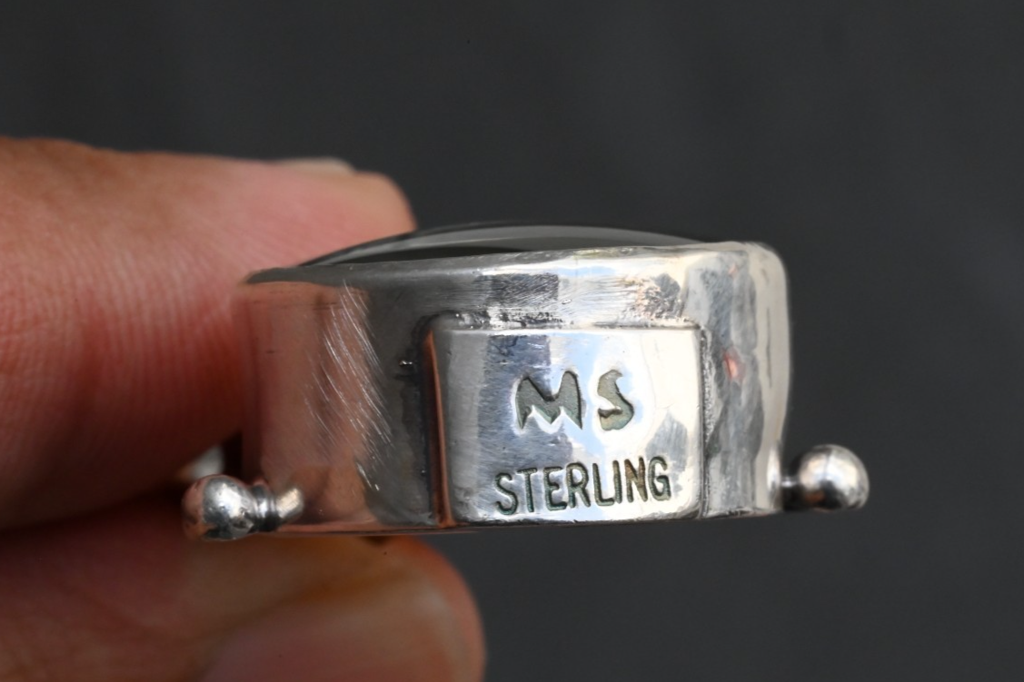 Vintage Signed Sterling Silver Southwest Jewelers Loupe with Pear Shaped Citrine3