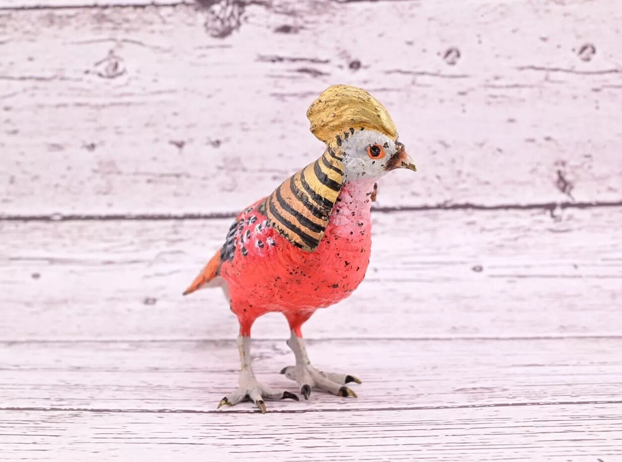 Attractive Antique Austrian Vienna Cold Painted Bronze Figure of Golden Pheasant3