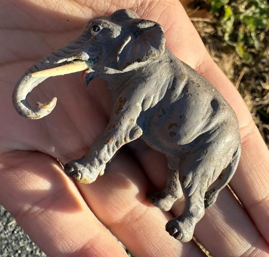 Antique Austrian Vienna Cold Painted Bronze Figure of Miniature Elephant0