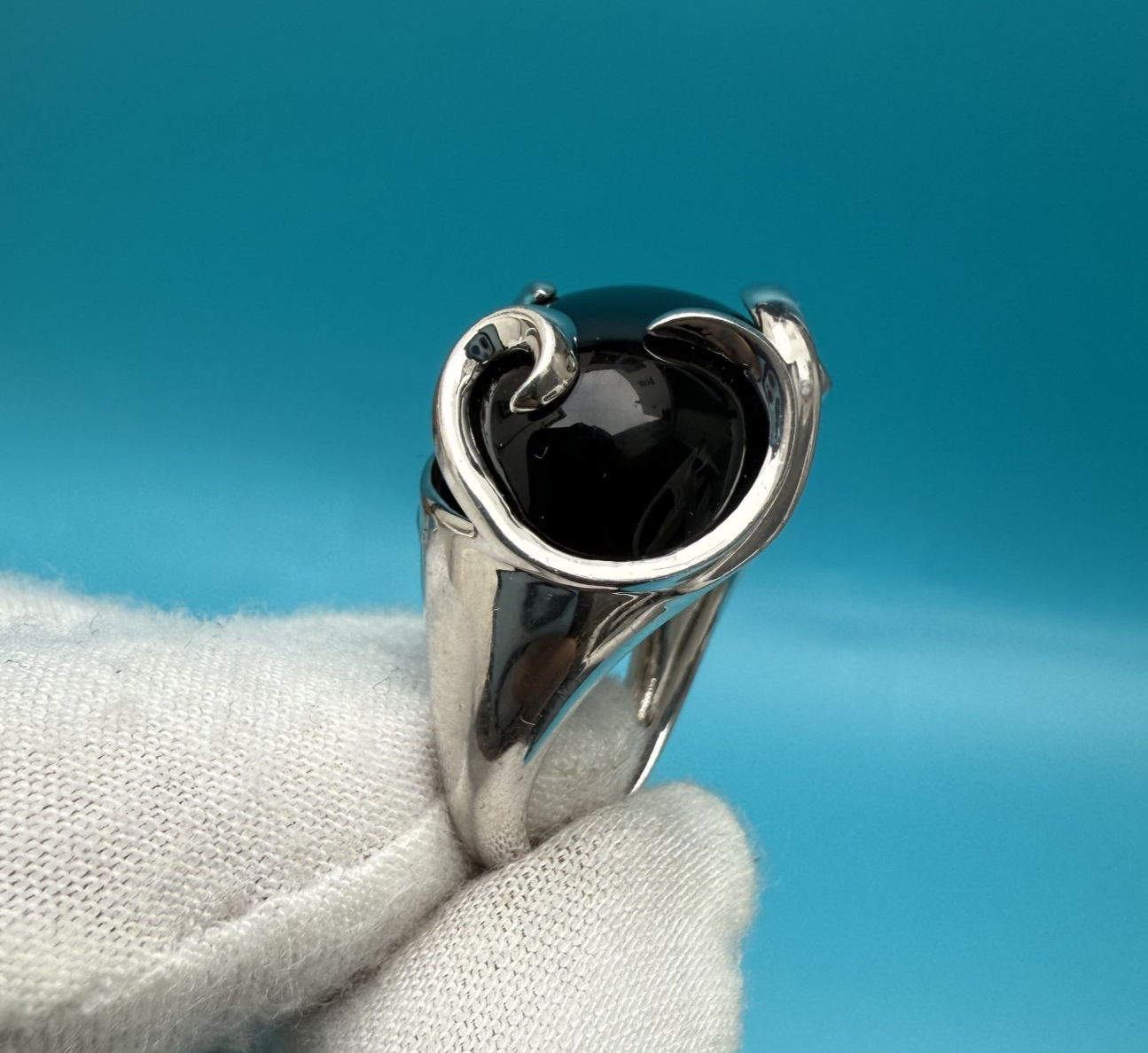 Gorgeous Sterling Silver Vintage Black Onyx Gemstone Ring5