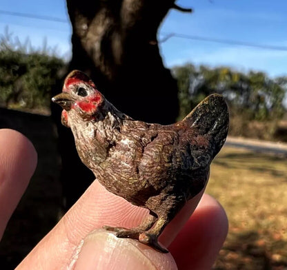 Antique Austrian Vienna Cold Painted Bronze Figure of Brown Miniature Hen1