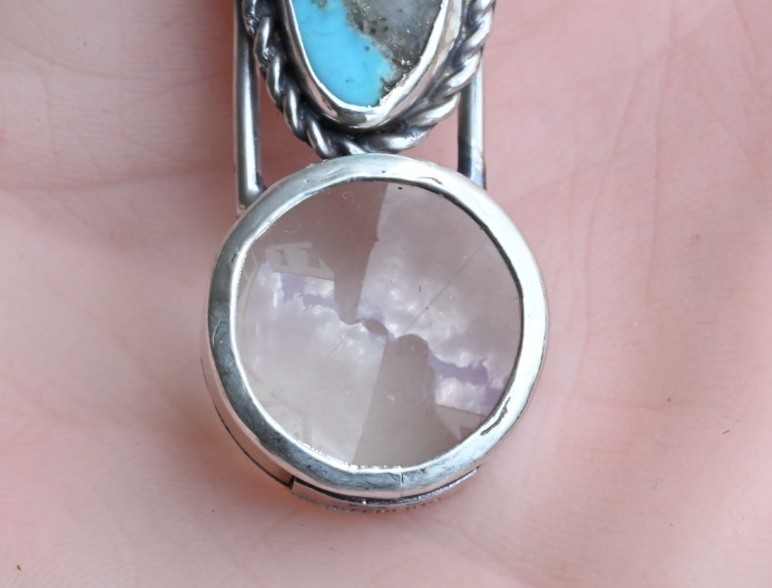 Vintage Signed Sterling Silver & Blue Turquoise Southwest Jewelers Loupe2