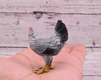 Wonderful Antique Austrian Vienna Cold Painted Bronze Figure of Black & Gray Hen3