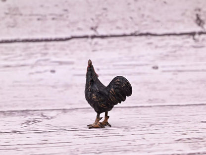 Rare Antique Austrian Vienna Cold Painted Bronze Figure of Tiny Black Chicken8