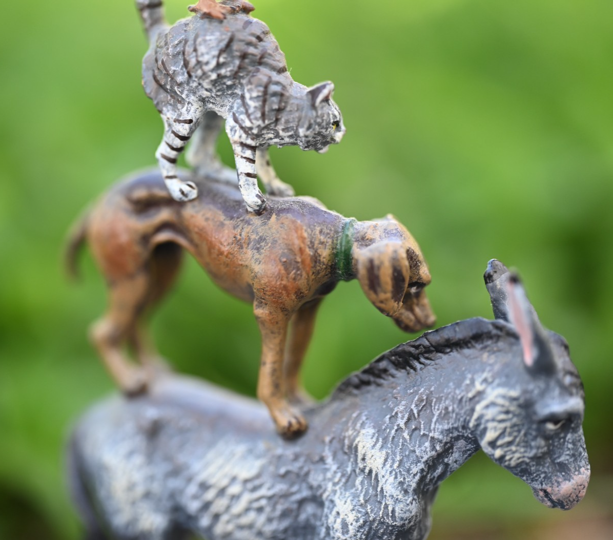 Austrian Vienna Cold Painted Bronze Figural Group of "Bremen Town Musicians"5