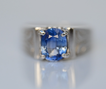 Gorgeous 18K White Gold with 2 ct Vivid Natural Blue Sapphire Ring7