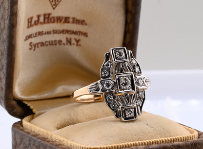 Gorgeous Early Vintage or Antique 14K Yellow & White Gold Diamond Ring IGI Cert.2