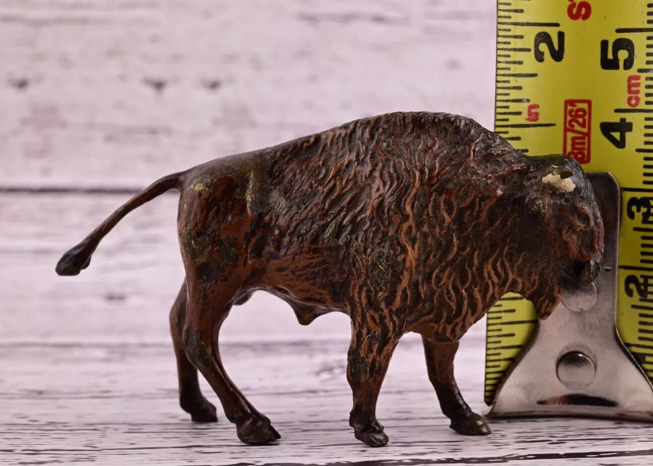 Amazing Antique Austrian Vienna Cold Painted Bronze Figure of American Bison7