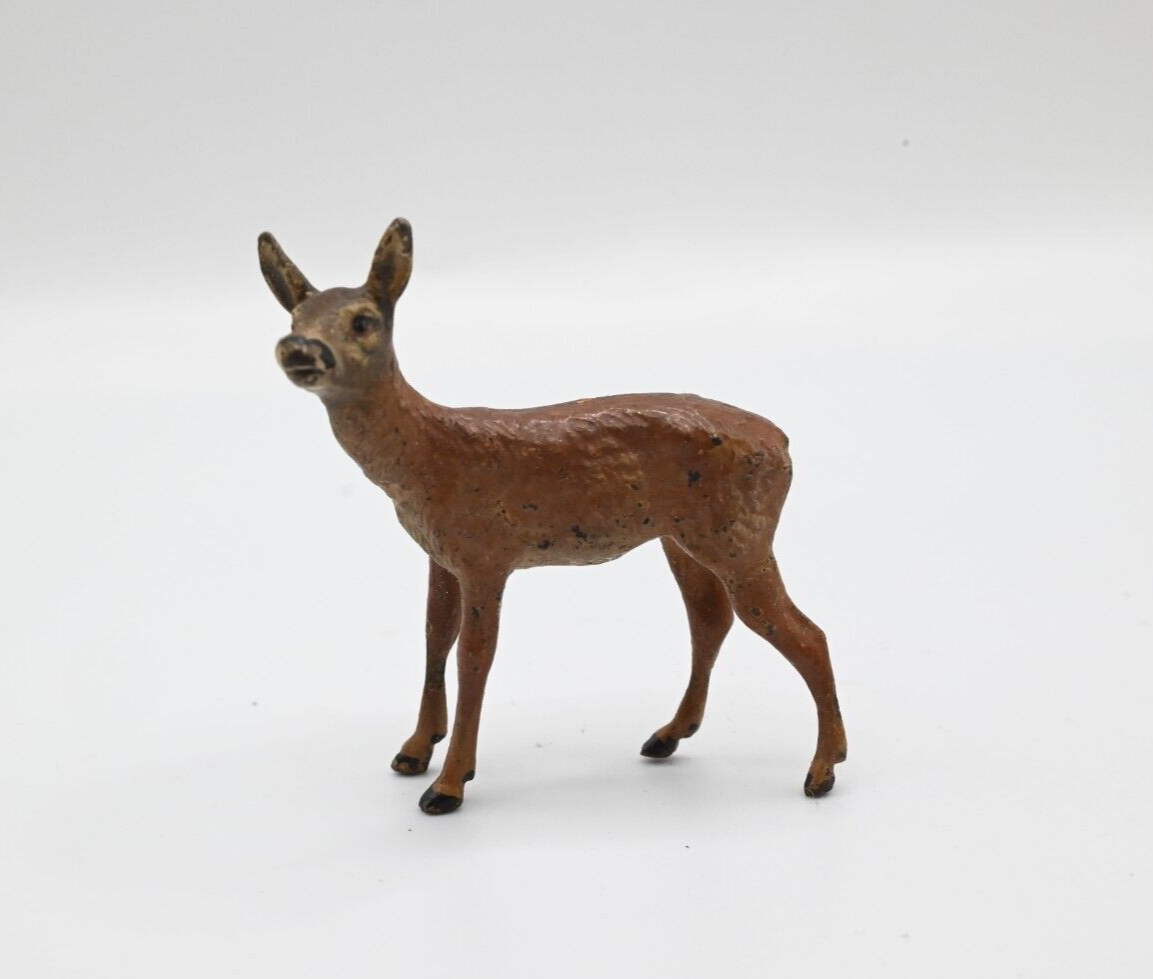 Beautiful Little Antique Austrian Vienna Cold Painted Bronze Figure of Deer1