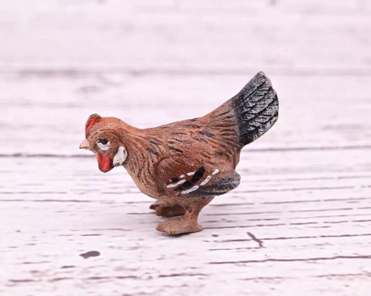 Superb Antique Austrian Vienna Cold Painted Bronze Figure of Brown Chicken Hen5