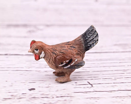 Superb Antique Austrian Vienna Cold Painted Bronze Figure of Brown Chicken Hen5